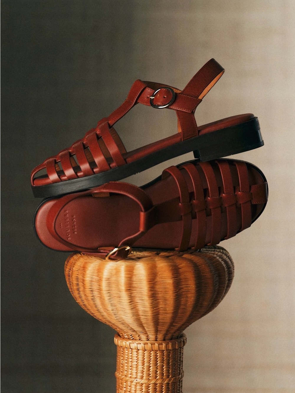 Sezane Carla Leather Fisherman Sandals